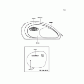 Схема вузла: Наклейки ( Green/Ebony; BJ250-D6) для Kawasaki BJ250 Estrella Custom