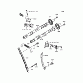 Схема вузла: Розподільний вал & Ланцюг ГРМ & Натягувач для Kawasaki ZR900 Z900 ABS