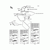 Схема вузла: Задні бічні обтічники & Захист ланцюга для Kawasaki KL110 KSR
