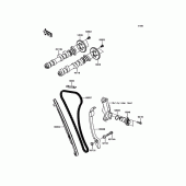 Схема вузла: Розподільний вал & Ланцюг ГРМ & Натягувач для Kawasaki KLE650 Versys 650 ABS