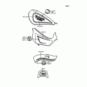 Схема вузла: Наклейки (Ebony/Blue; EN400-B1) для Kawasaki EN400 Vulcan 400