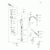 Схема вузла: Задній гальмівний циліндр Kawasaki KX85 KX85-II