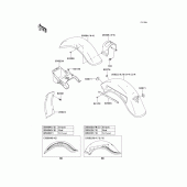 Схема вузла: Fenders(1/4)(vn800-b8/b9) для Kawasaki VN800 Vulcan 800 Classic