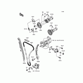 Схема вузла: Розподільний вал & Ланцюг ГРМ & Натягувач для Kawasaki KX450 KX450F