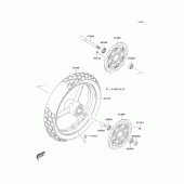 Схема вузла: Ступиця переднього колеса для Kawasaki KLV1000