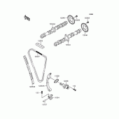 Схема вузла: Розподільний вал & Ланцюг ГРМ & Натягувач для Kawasaki ZX400 ZZR400