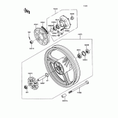 Схема вузла: Ступиця заднього колеса для Kawasaki ZX400 Z400FII