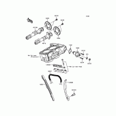 Схема узла: Распредвал & Цепь ГРМ & Натяжитель для Kawasaki EX300 Ninja 300