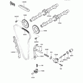 Схема вузла: Розподільний вал & Ланцюг ГРМ & Натягувач для Kawasaki ZX600 Ninja 600R