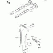 Схема вузла: Розподільний вал & Ланцюг ГРМ & Натягувач для Kawasaki ZR750 Z750