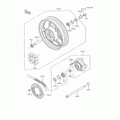 Схема узла: Заднее колесо & Приводная цепь для Kawasaki ZX600 GPX600R