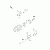Схема узла: Gear change drum/shift fork(s) для Kawasaki KX125