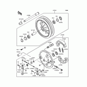 Схема вузла: Ступиця переднього колеса для Kawasaki BJ250 Estrella Custom