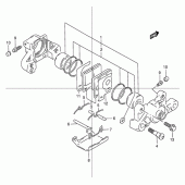 Схема вузла: Задній гальмівний супорт для Suzuki GSX1200