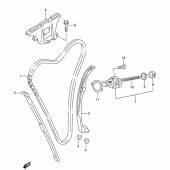 Схема вузла: Ланцюг ГРМ & Натягувач & Заспокоювач Suzuki GSX750 Katana