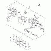 Схема вузла: Задній гальмівний супорт (See note) для Suzuki SV650