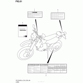 Схема вузла: Інформаційні наклейки (Dr-Z400Sl3 E03) для Suzuki DR-Z400 DR-Z400S