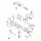 Схема вузла: Копірний вал & Вилки & Вал перемикання для Suzuki DR125