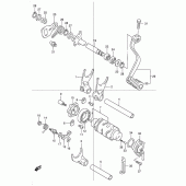 Схема вузла: Копірний вал & Вилки & Вал перемикання для Suzuki DR250
