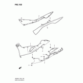 Схема вузла: Нижні молдинги (Спідниці) (An400al1 e19) ​​для Suzuki AN400 Burgman (EU analogue of SkyWave)