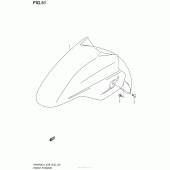 Схема вузла: Переднє крило (An400Zal4 E28) для Suzuki AN400 Burgman (EU analogue of SkyWave)