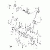 Схема вузла: Копірний вал & Вилки & Вал перемикання для Suzuki DR650 DR650RE