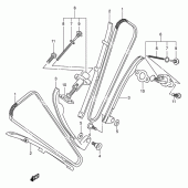 Схема вузла: Ланцюг ГРМ & Натягувач & Заспокоювач Suzuki VL125 Intruder LC