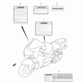 Схема вузла: Інформаційні наклейки (Model y/k1) для Suzuki GSX-R750