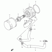 Схема вузла: Масляний охолоджувач & Масляний фільтр Suzuki GSX-R400
