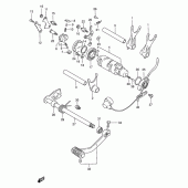 Схема вузла: Копірний вал & Вилки & Вал перемикання для Suzuki VS600 Intruder 600