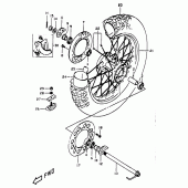 Схема вузла: Заднє колесо Suzuki DR350