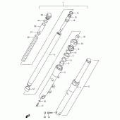 Схема вузла: Вилка передньої осі (Model t/v) для Suzuki VS600 Intruder 600