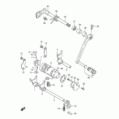 Схема вузла: Копірний вал & Вилки & Вал перемикання для Suzuki TS125