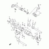 Схема вузла: Копірний вал & Вилки & Вал перемикання для Suzuki DR350