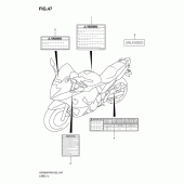 Схема вузла: Інформаційні наклейки для Suzuki GSX650