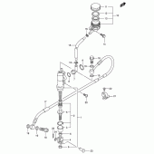 Схема узла: Задний тормозной цилиндр для Suzuki RM125