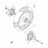 Схема узла: Переднее колесо (Model w/x/y/k1/k2) для Suzuki GSX750 Katana