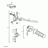 Схема узла: Правый пульт управления рулевой (E4,  e16,  e18,  e22,  e24,  e39) для Suzuki TS250