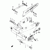 Схема вузла: Задній важіль підвіски (Gsf1200t/v/w/x/y/st/sv/sw/sx/sy) для Suzuki GSF1200 Bandit