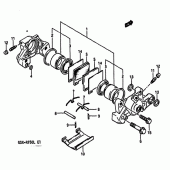 Схема вузла: Задній гальмівний супорт для Suzuki GSX-R750