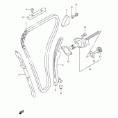 Схема вузла: Ланцюг ГРМ & Натягувач & Заспокоювач Suzuki GSX-R1100