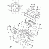 Схема вузла: Задня головка циліндра & Прокладка головки & Свічка запалювання Suzuki SV650