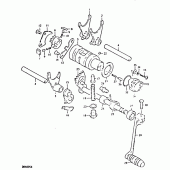 Схема узла: Копирный вал & Вилки & Вал переключения для Suzuki DR400