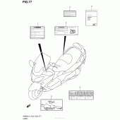 Схема вузла: Інформаційні наклейки (An650L4 E03) для Suzuki AN650 Burgman (EU analogue of SkyWave)