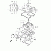 Схема вузла: Задня головка циліндра & Прокладка головки & Свічка запалювання Suzuki DL650 V-Strom