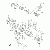 Схема узла: Копирный вал & Вилки & Вал переключения для Suzuki DR250
