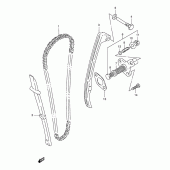 Схема вузла: Ланцюг ГРМ & Натягувач & Заспокоювач Suzuki DR125