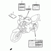 Схема вузла: Інформаційні наклейки (Model t/v/w/x) для Suzuki GSF1200 Bandit