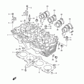Схема вузла: Головка циліндра Suzuki GSX750 Katana
