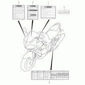 Схема вузла: Інформаційні наклейки (Sv1000s/s1/s2) для Suzuki SV1000
